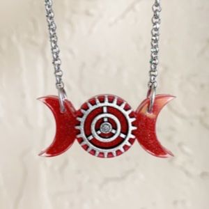 Red & glitter resin moon phase steam punk wheel